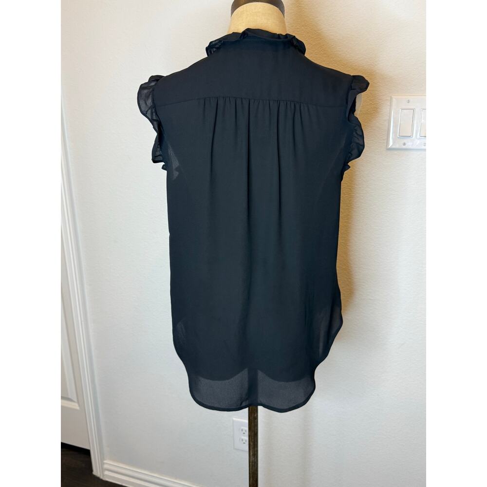 DKNY Black Ruffle Sleeveless Casual Shirt Top Blouse Women size S - Picture 3 of 6